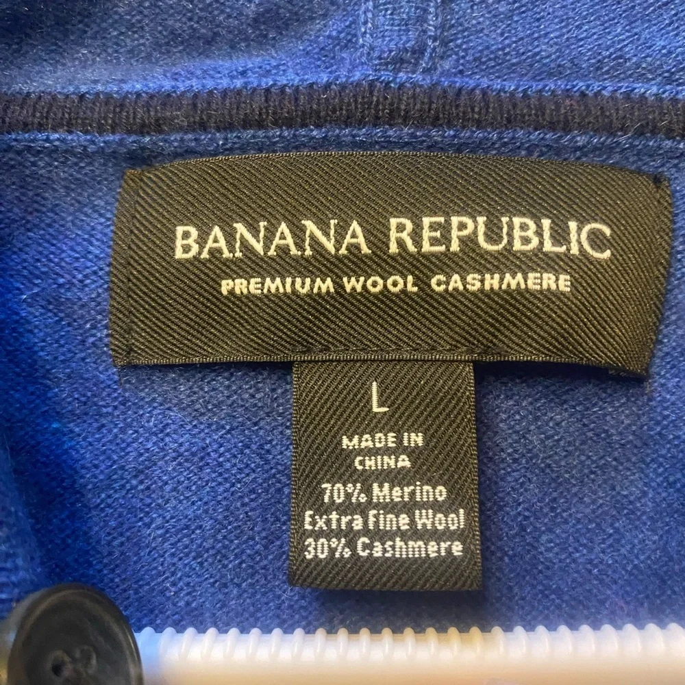 Banana Republic Men’s Blue Hooded Merino/Cashmere Sweater